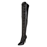 Polipiel negros 13 cm SEDUCE-3024 botas por encima de la rodilla con cordones