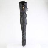 Polipiel negros 15 cm DELIGHT-3022 botas por encima de la rodilla con cordones