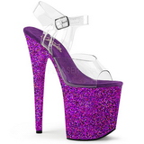 Purpura Brillo 20 cm FLAMINGO-808LG Plataforma Zapatos de Tacón Alto