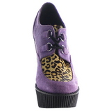 Purpura Polipiel CREEPER-304 zapatos de cuñas creepers mujer