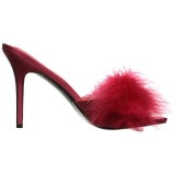 Rojo 10 cm CLASSIQUE-01F pantuflas tacón alto mujer con plumas de marabu