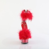 Rojo 15 cm DELIGHT-624F sandalias de tacn con plumas pole dance