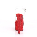 Rojo 18 cm BEJEWELED-708DM plataforma zapatos de tacón con piedras