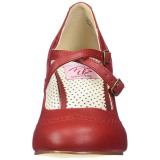 Rojo 7,5 cm retro vintage FLAPPER-35 Pinup zapatos de salón tacón bajo