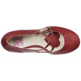 Rojo 7,5 cm retro vintage FLAPPER-35 Pinup zapatos de salón tacón bajo
