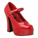 Rojo Charol 13 cm DOLLY-50 Mary Jane Plataforma Zapatos de Salón