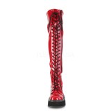 Rojo Charol 5 cm EMILY-375 botas por encima de la rodilla con cordones