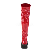 Rojo Charol 5 cm EMILY-375 botas por encima de la rodilla con cordones