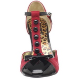 Rojo Gamuza 10 cm SMITTEN-10 Rockabilly zapatos de salón tacón bajo