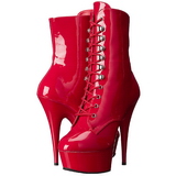 Rojo Lacado 15,5 cm DELIGHT-1020 Plataforma botines altos mujer