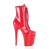 Rojo Lacado 20 cm FLAMINGO-1020 Plataforma botines altos mujer