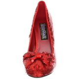 Rojo Lentejuelas 11,5 cm OZ-06 Zapato Salón para Fiesta con Tacón