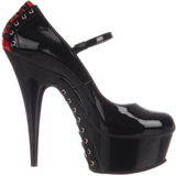 Rojo Negro 15,5 cm DELIGHT-687FH Mary Jane Zapatos de Salón