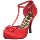 Rojo Satinado 12 cm retro vintage CUTIEPIE-12 zapatos de salón tacón bajo