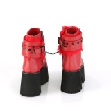 Rojo Vegano 9 cm ASHES-57 lolita botines tacón ancho plataforma