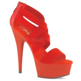 Rojo banda elástica 15 cm DELIGHT-669 calzado pleaser con tacón de mujer