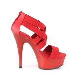 Rojo banda elástica 15 cm DELIGHT-669 calzado pleaser con tacón de mujer