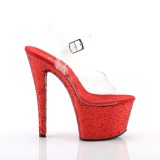 Rojo purpurina 18 cm Pleaser SKY-308LG Zapatos con tacones pole dance