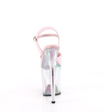 Rosa 20 cm FLAMINGO-809HT Holograma plataforma sandalias de tacn alto