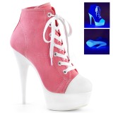 Rosa Neon 15 cm DELIGHT-600SK-02 Zapatos de lona con tacón