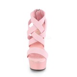 Rosa banda elástica 15 cm DELIGHT-669 calzado pleaser con tacón de mujer