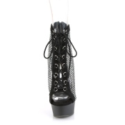 Tejido de malla y strass 15 cm DELIGHT botines con cordones en negro