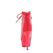 Tejido de malla y strass 15 cm DELIGHT botines con cordones en rojo