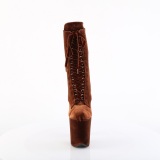 Terciopelo 20 cm FLAMINGO-1045VEL botines tacn aguja marron + protectoras