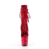 Terciopelo 20 cm FLAMINGO-1045VEL botines tacn aguja rojo + protectoras