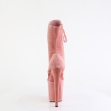 Terciopelo 20 cm FLAMINGO-1045VEL botines tacn aguja rosa + protectoras