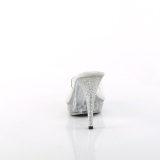 Transparente 11,5 cm ELEGANT-401 Piedras strass plataforma pantuflas tacn alto mujer