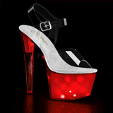 Transparente 18 cm DISCOLITE-708 sandalias stripper con luz LED