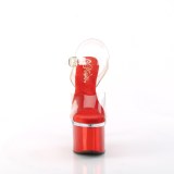 Transparente 18 cm ESTEEM-708 plataforma sandalias de tacón pole dance rojo
