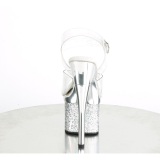 Transparente 18 cm ESTEEM-708CHLG plataforma sandalias de tacón pole dance plata