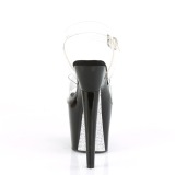 Transparente 18 cm LOVETHORN-708CRS sandalias pleaser con suela strass plata