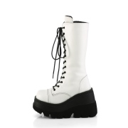 Vegano 11,5 cm SHAKER-72 góticos botas de cordones mujer plataforma blanco
