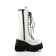 Vegano 11,5 cm SHAKER-72 góticos botas de cordones mujer plataforma blanco