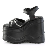 Vegano 15 cm DemoniaCult WAVE-09 lolita zapatos sandalias con cuña alta plataforma