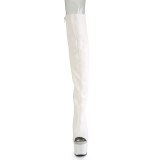 Vegano 18 cm ADORE-3019 tacón aguja botas altas punta abierta con cordones blanco