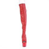 Vegano 18 cm ADORE-3019 tacón aguja botas altas punta abierta con cordones rojo