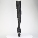 Vegano 18 cm SPECTATOR-3030 tacn aguja botas altas punta abierta con cordones negro