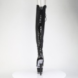 Vegano 18 cm SPECTATOR-3030 tacn aguja botas altas punta abierta con cordones negro
