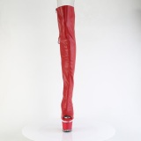 Vegano 18 cm SPECTATOR-3030 tacn aguja botas altas punta abierta con cordones rojo