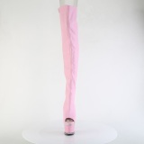 Vegano 18 cm SPECTATOR-3030 tacn aguja botas altas punta abierta con cordones rosa