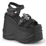 Vegano Negros 15 cm DemoniaCult WAVE-13 lolita zapatos sandalias con cuña alta plataforma